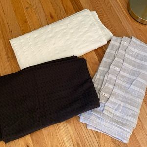 3 Linen Cotton Shower Curtains New